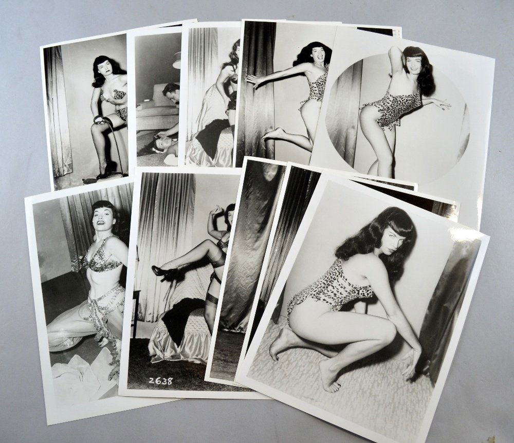 Bettie Page, American Pin Up Model, 10 black & white: Bettie Page, American Pin Up Model, 10 black & white 10x8 photographs of the pin up taken by Irving Klaw (10) 10 x 8in. (25 x 20cm)