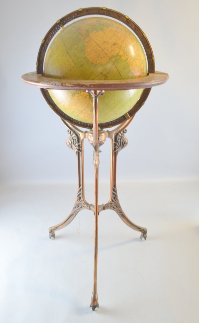 Early 20th century terrestrial globe on stand: Early 20th century terrestrial globe on stand