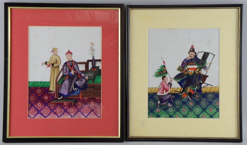 Pair of Chinese paintings on rice paper of a Scholar: Pair of Chinese paintings on rice paper of a Scholar and a War Lord, 24cm x 19cm,