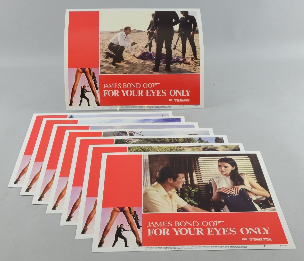 James Bond For Your Eyes Only (1981) Complete set of US: James Bond For Your Eyes Only (1981) Complete set of US lobby cards, starring Roger Moore, United Artists, (8) 11 x 14 inches36 x 28cm