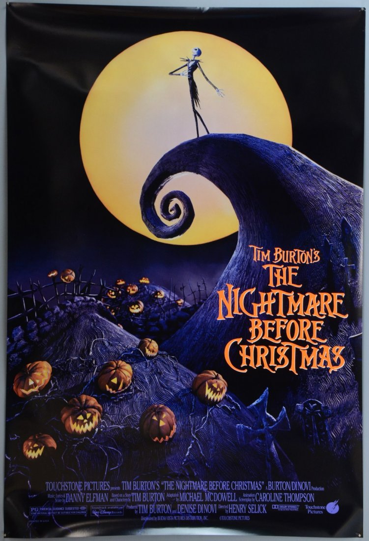 The Nightmare Before Christmas (1993) US One sheet film: The Nightmare Before Christmas (1993) US One sheet film poster, directed by Tim Burton, Touchstone, rolled, 27 x 40 inches Very fine condition.