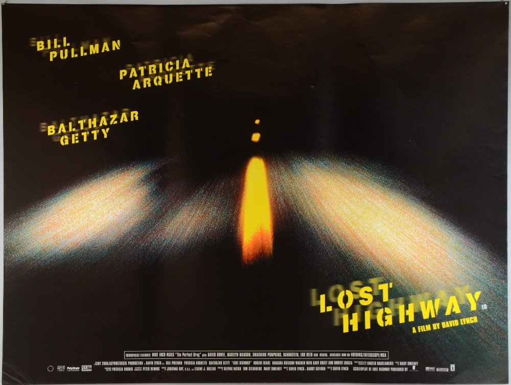 Two David Lynch British Quad film posters, Lost Highway: Two David Lynch British Quad film posters, Lost Highway (1997) & The Straight Story (1999), rolled, 30 x 40 inches (2)