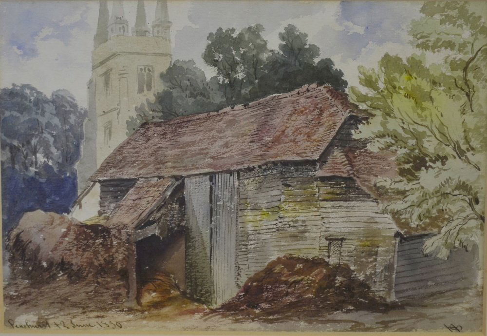 Henry C Selous watercolour view of Church in Penshurst, (1 of 3)