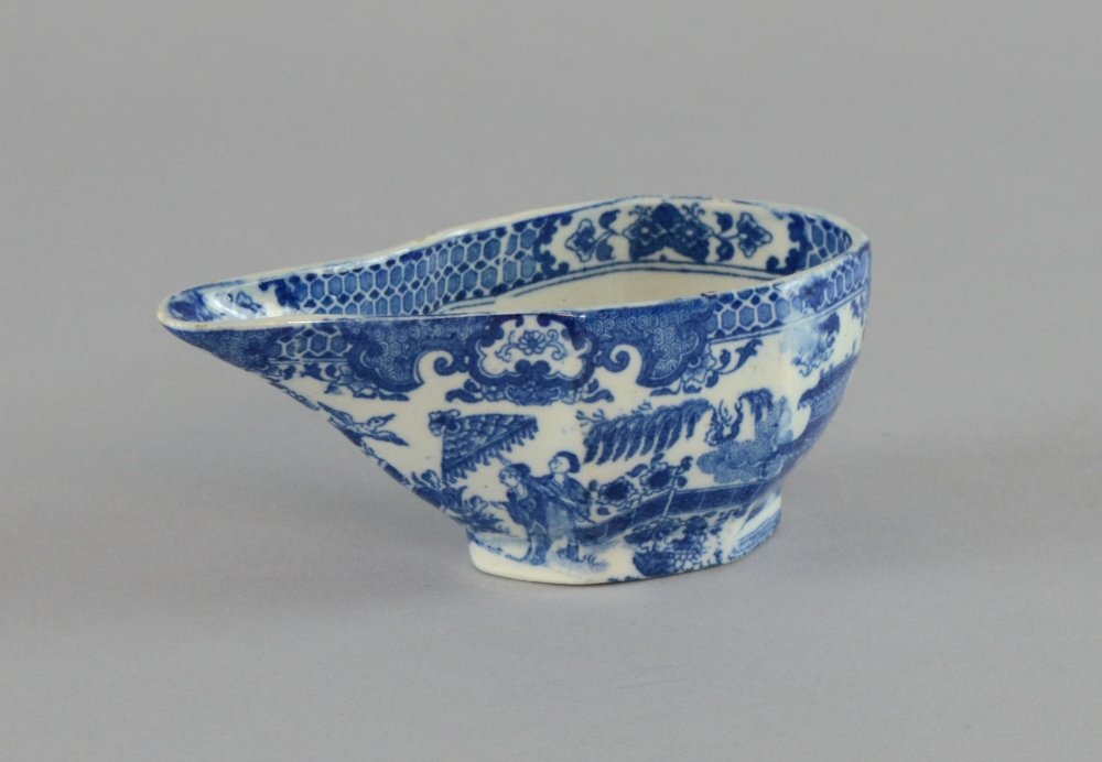 19th Century blue and white transfer printed pap boat (1 of 2)