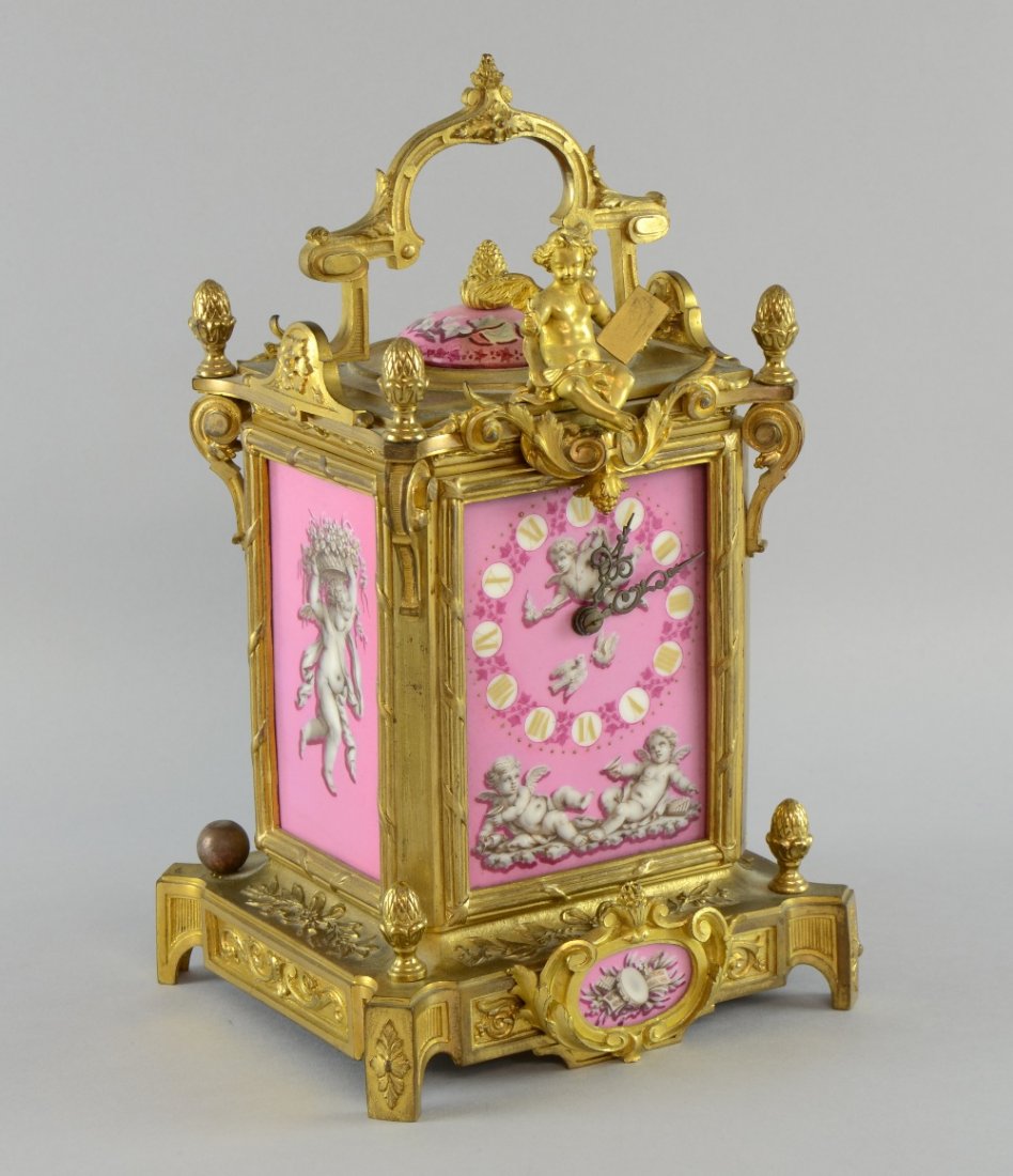 19th century French gilt metal and porcelain mantel (1 of 1)