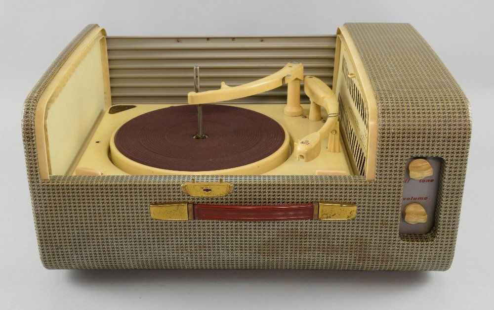 Ferguson Collardo Conquest 344B portable record player,: Ferguson Collardo Conquest 344B portable record player, Serial No 2444, cased