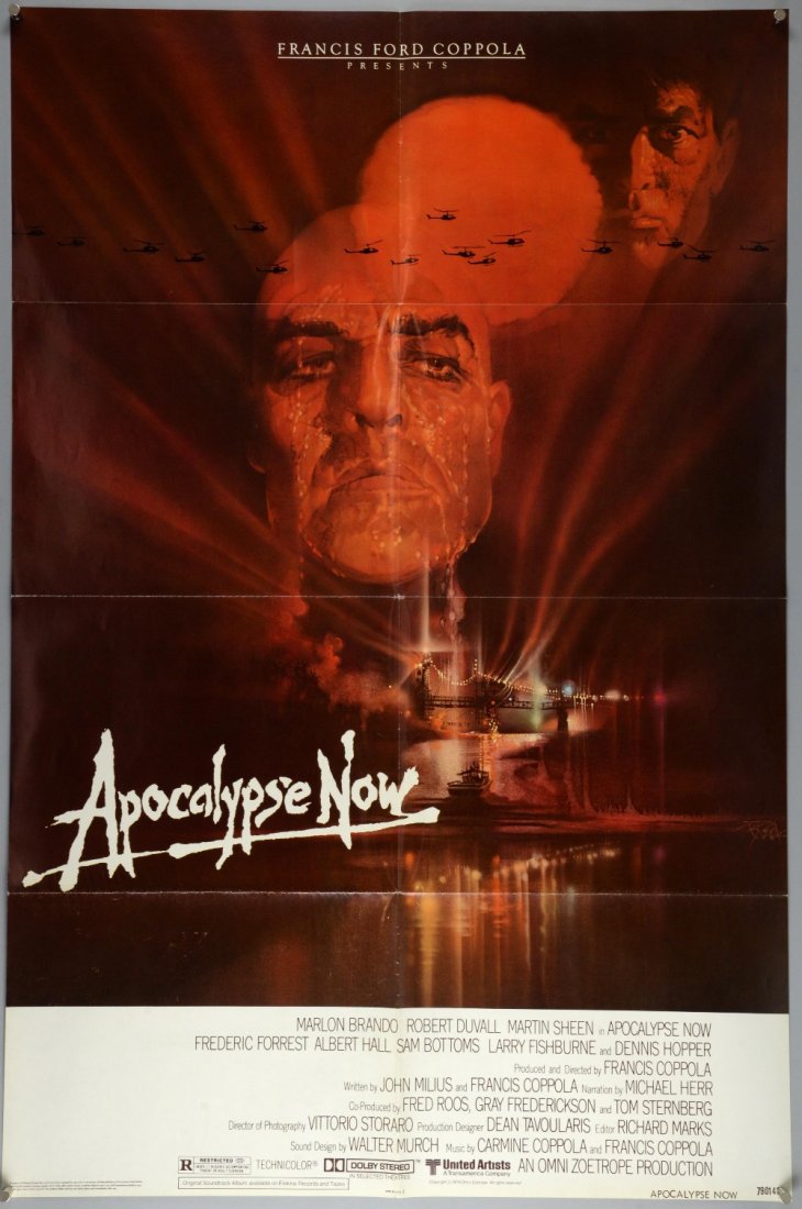 Apocalypse Now (1979) US One Sheet film poster, artwork: Apocalypse Now (1979) US One Sheet film poster, artwork by Bob Peak, United Artists, folded, 27 x 41 inches