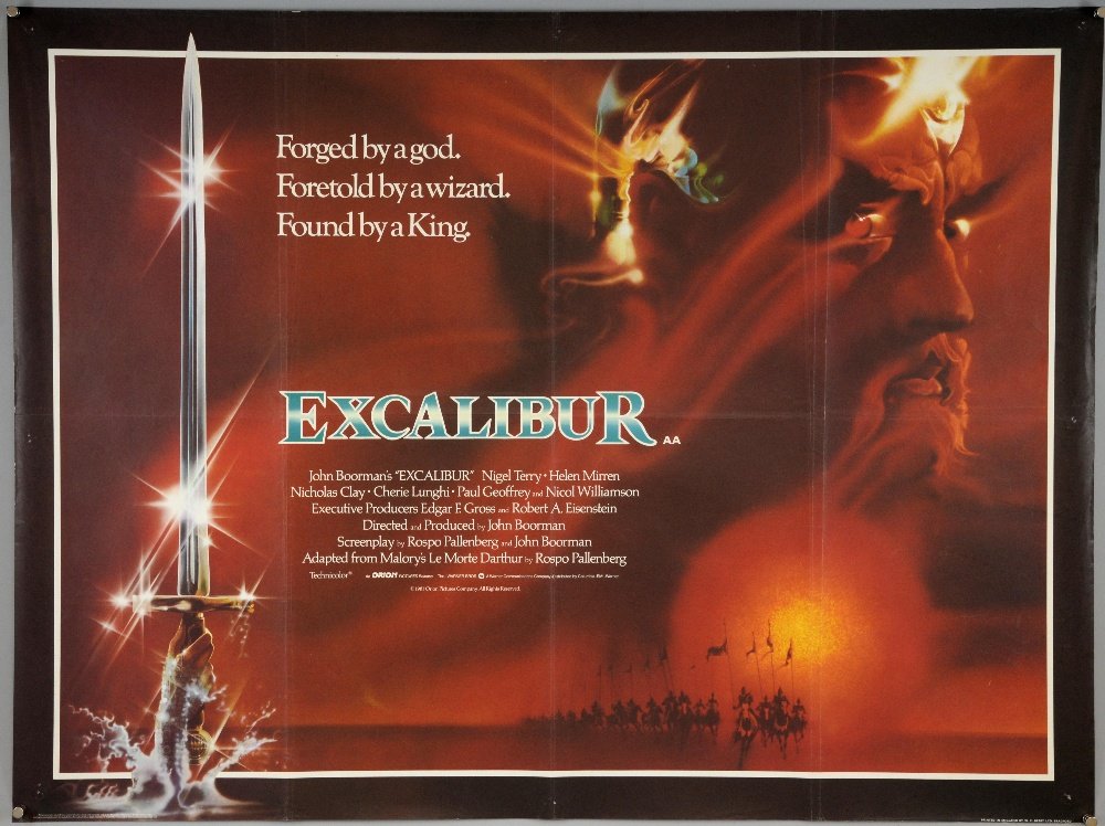 Excalibur (1981) British Quad film poster, artwork by: Excalibur (1981) British Quad film poster, artwork by Bob Peak, Orion, folded, 30 x 40 inches