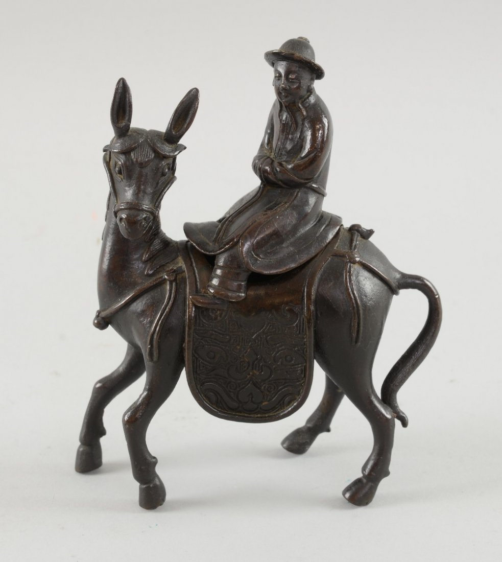 19th century Chinese bronze censer in the form of (1 of 3)