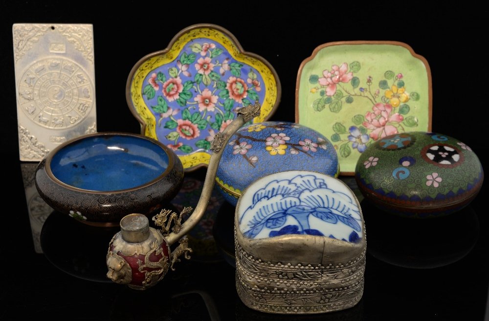 Chinese cloisonne enamelled circular dish and cover, (1 of 1)