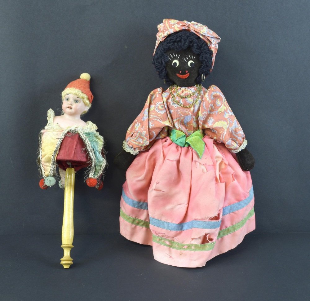 Armand Marseille jester doll and a felt negro doll (1 of 1)