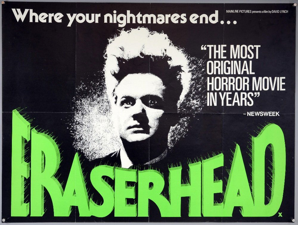 Eraserhead (1977) British Quad film poster, Horror film: Eraserhead (1977) British Quad film poster, Horror film by David Lynch, Mainline Pictures, folded, 30 x 40 inches