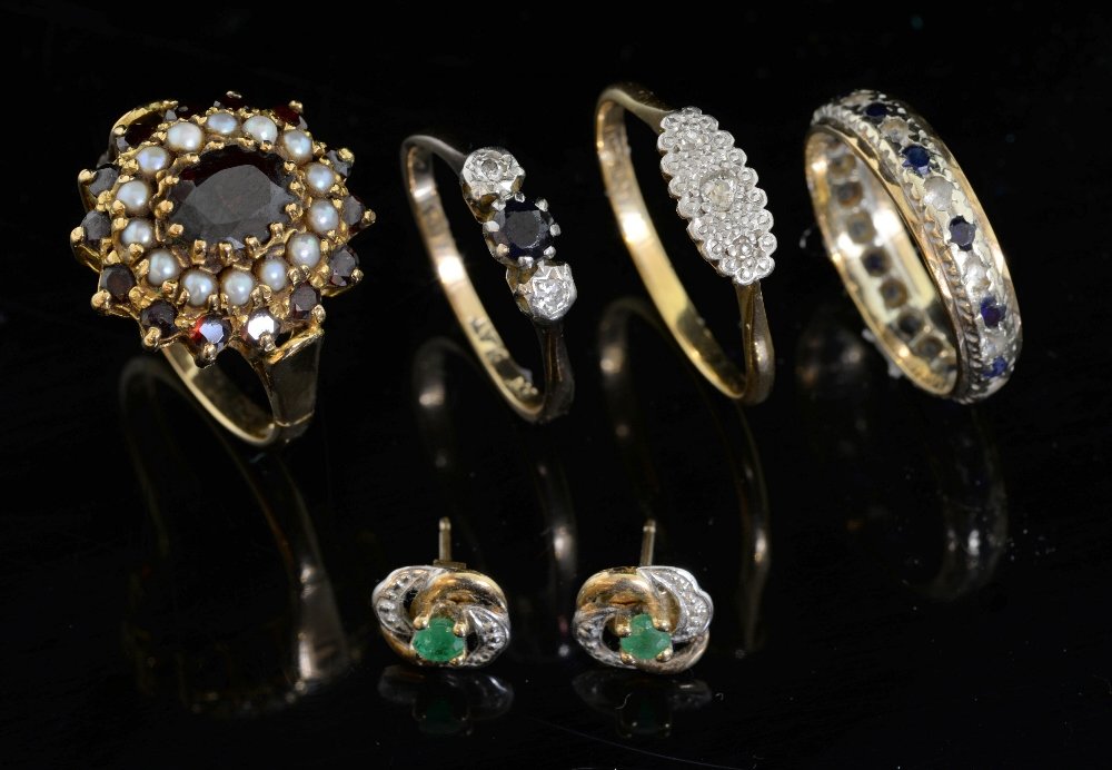 Four gem set rings, Edwardian oval plaqu (1 of 1)