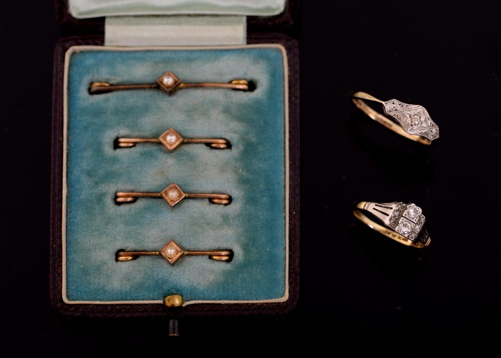 Two Edwardian rings, gold and platinum s (1 of 1)