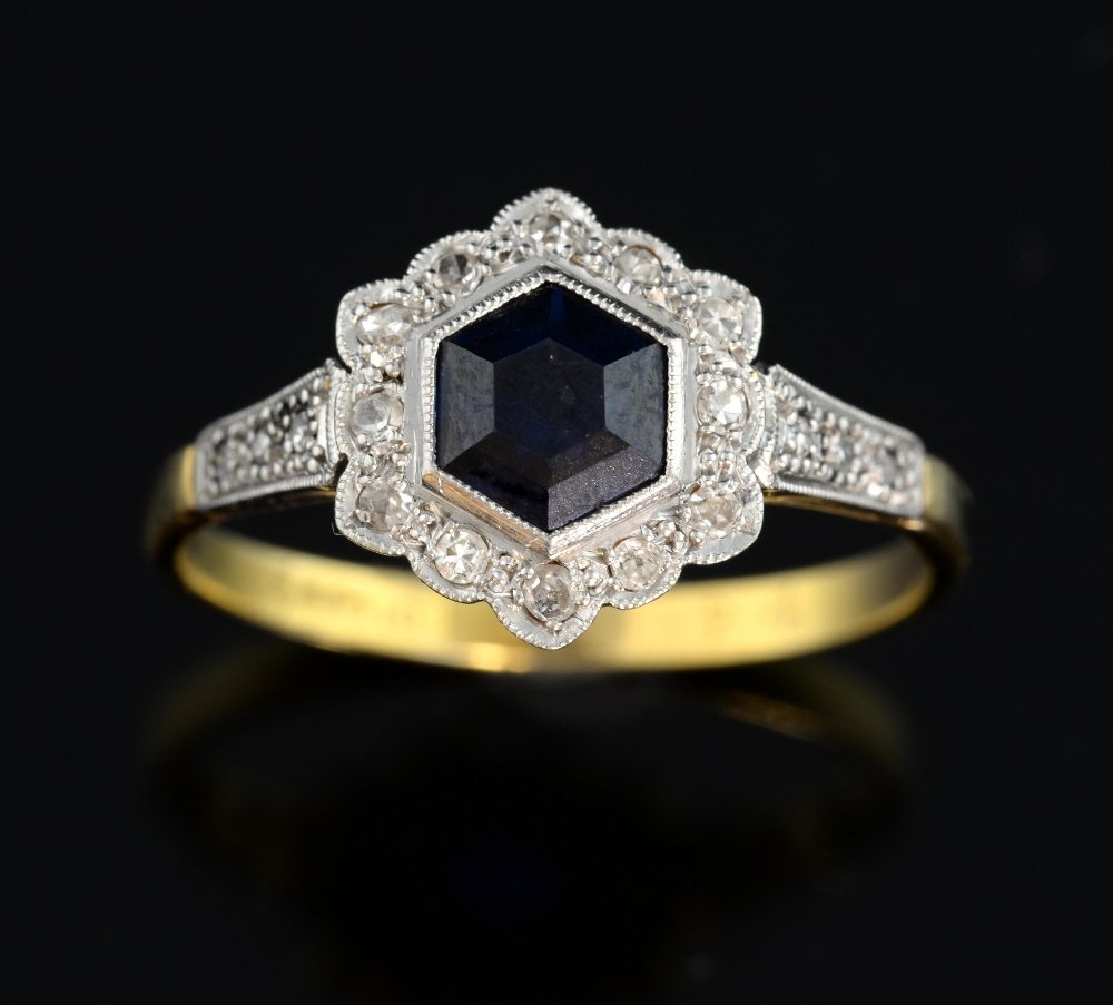 Edwardian diamond and sapphire ring in p (1 of 1)