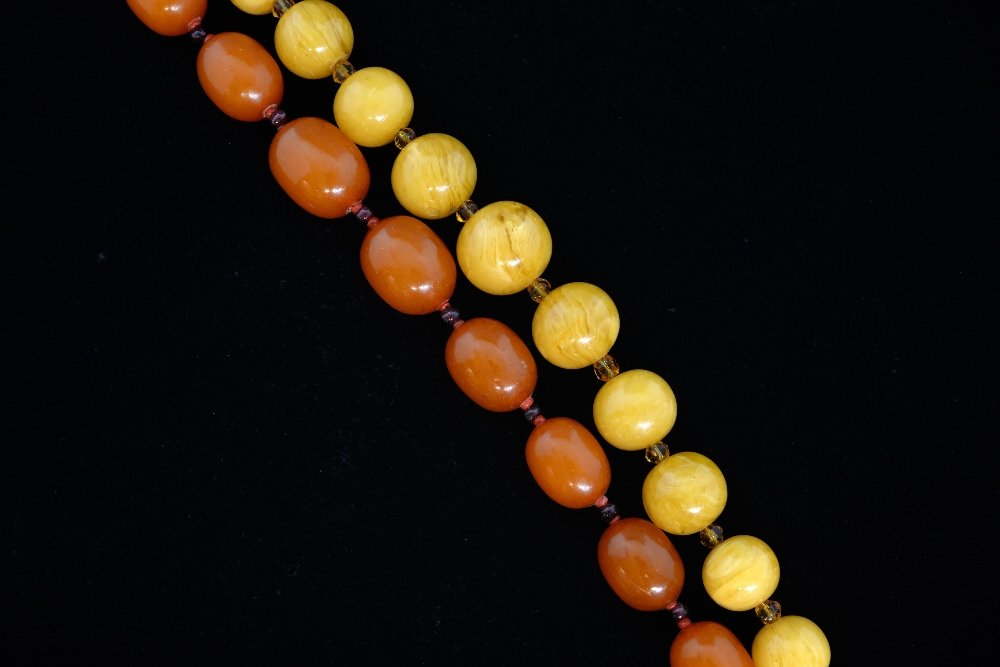 Two amber bead necklaces, one of opaque (1 of 2)