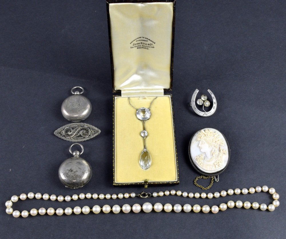 Edwardian paste set pendant, in fitted c (1 of 1)