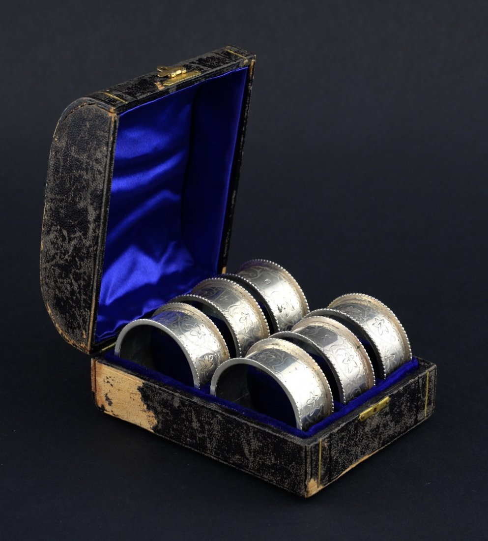 Set of six Victorian silver napkin rings (1 of 1)