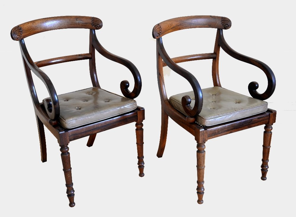 Pair of Regency rosewood bar back open armchairs w (1 of 1)