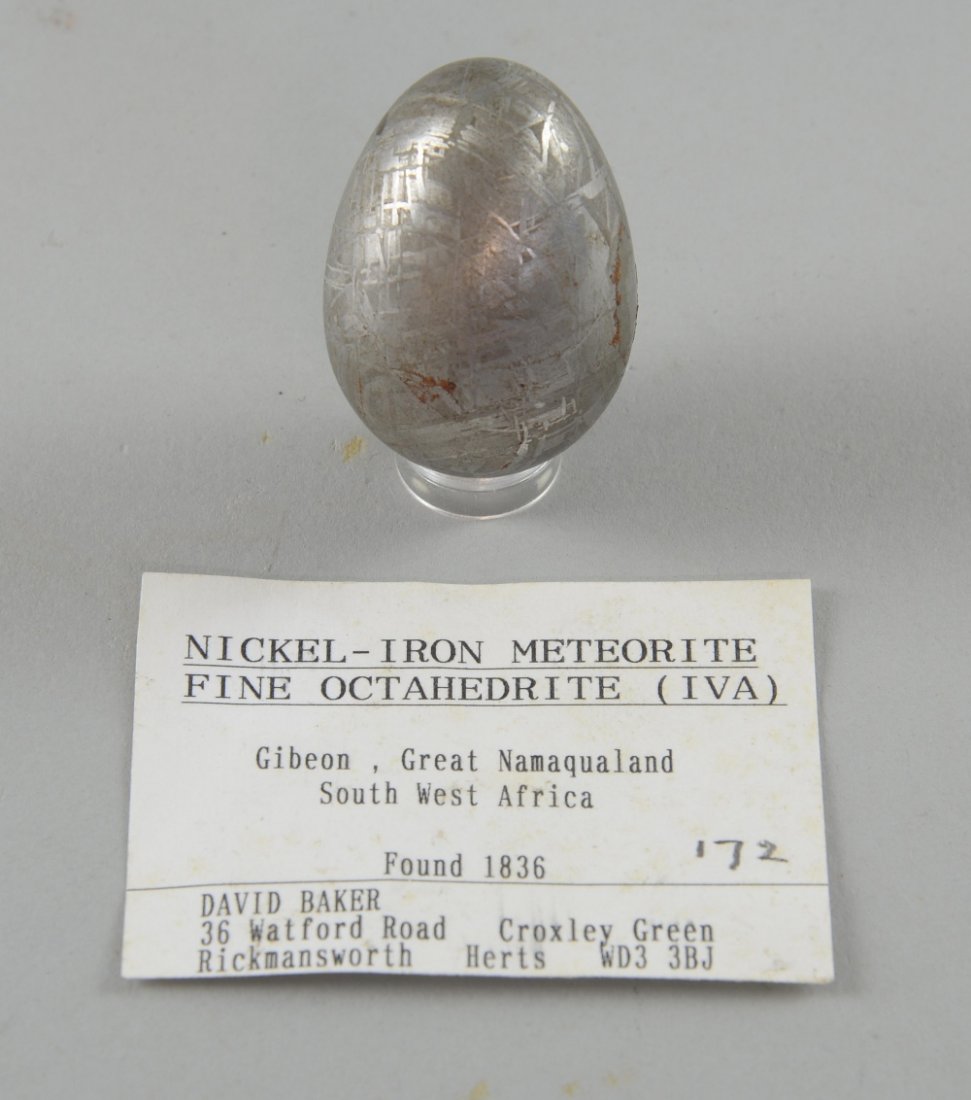 Gibeon iron meteorite, carved into an egg shape, and (1 of 1)