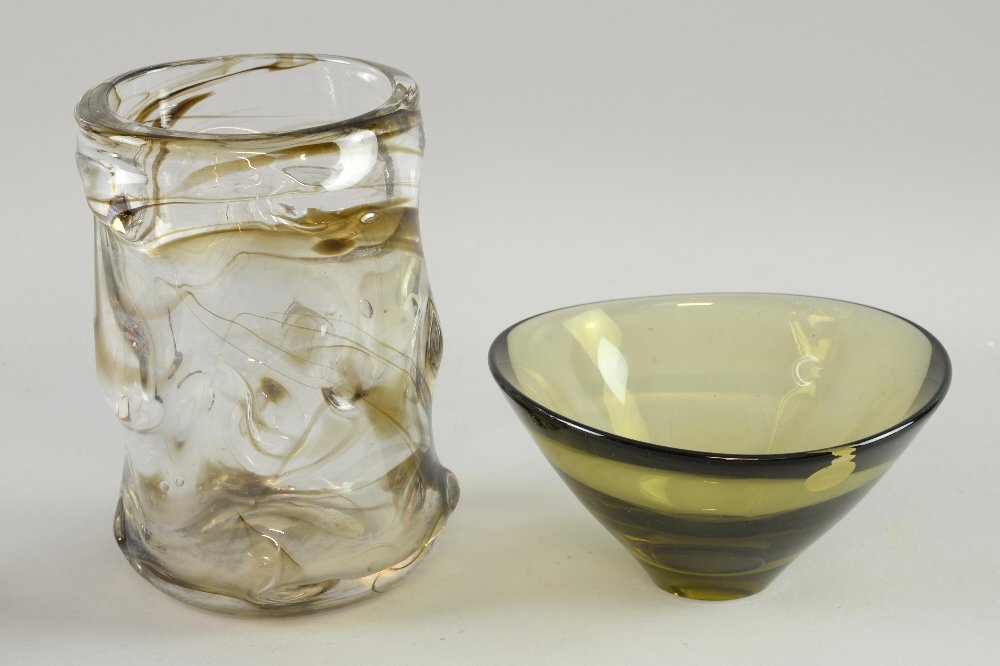 Holmegaard Danish glass bowl diameter 16cm Murano Blue: Holmegaard Danish glass bowl diameter 16cm Murano Blue glass vase 22cm and another 18cm