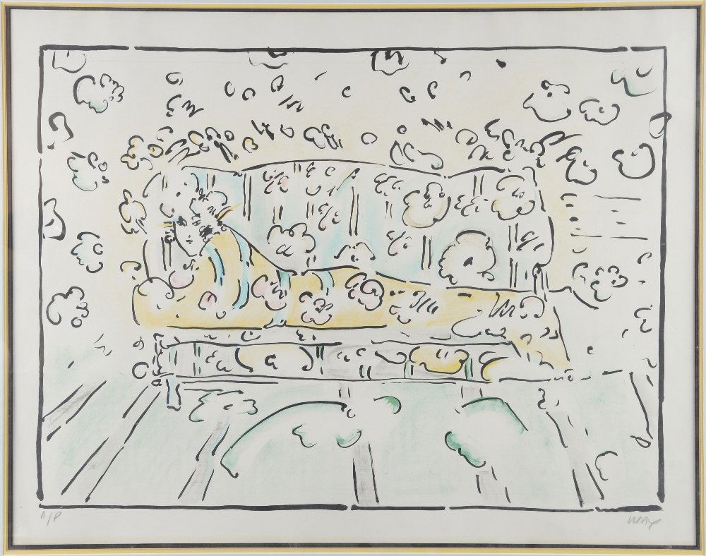 Peter MAX (1937 American ) reclining female figure, (1 of 2)