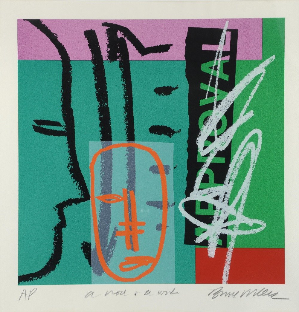 Bruce Mclean, 'A nod & a wink', artist's proof, signed,: Bruce Mclean, 'A nod & a wink', artist's proof, signed, screenprint, 47cm x 46cm,