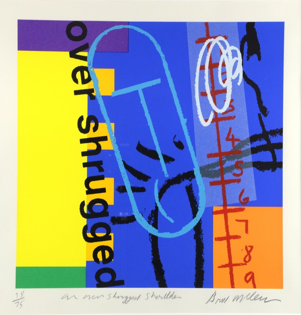 Bruce Mclean, 'An over shrugged shoulder', signed,: Bruce Mclean, 'An over shrugged shoulder', signed, limited edition screenprint, 38/75, 47.5cm x 46cm,