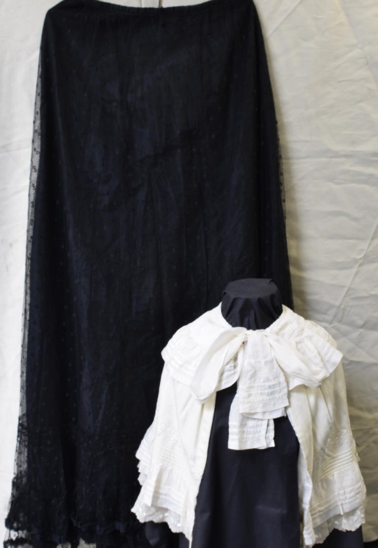 Late Victorian skirt of black lace over silk and net (1 of 2)