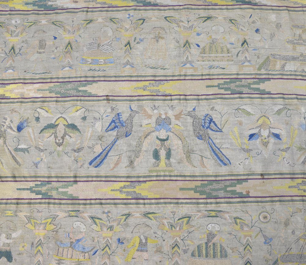 Spanish alter cloth, mid  17th C, linear design of (1 of 3)