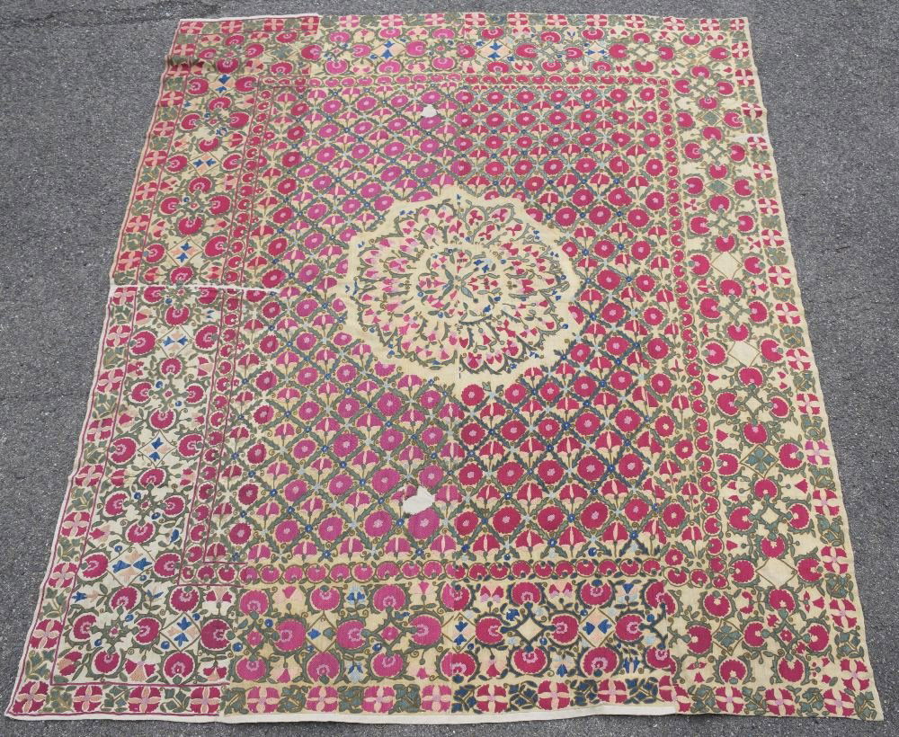 Suzani, west Turkistan, early 19th C, finely stitched (1 of 6)