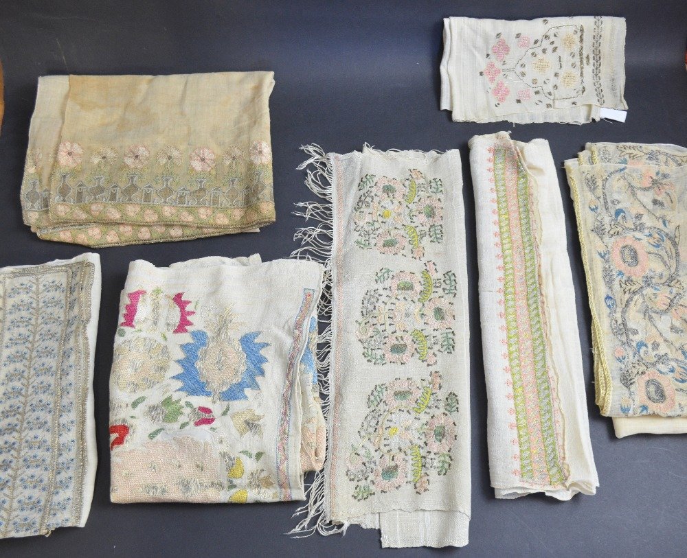 Ottoman head scarf, cream muslin, with embroidery of (1 of 5)