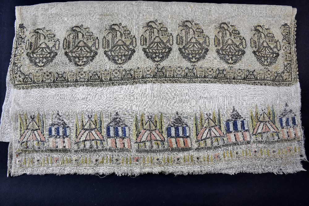 Two unusual Ottoman embroidered towels, one with a (1 of 1)