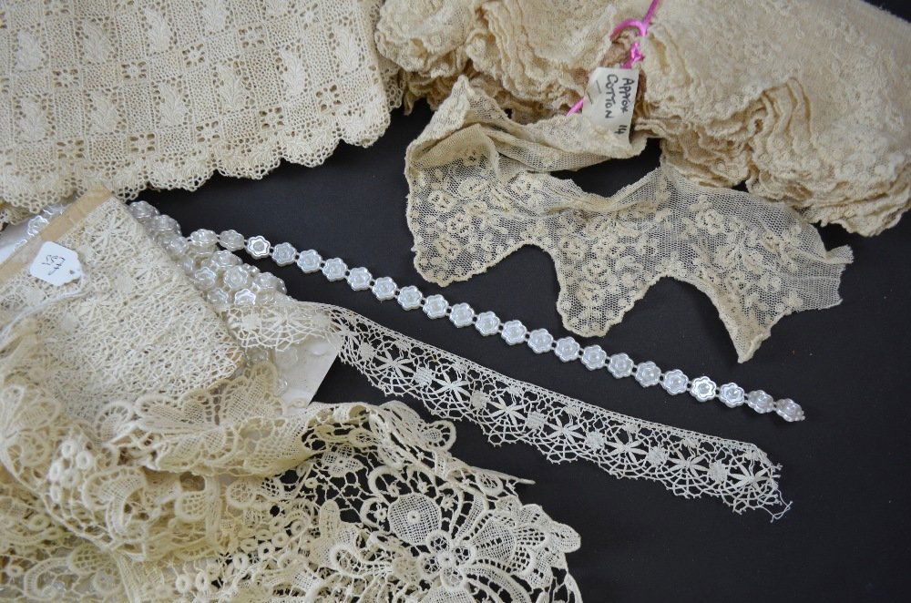 Vintage fabric and  trimmings including silver net (1 of 3)