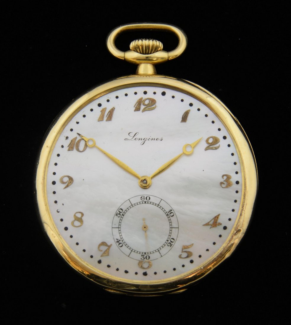 Longines 18ct gold pocket watch, the mother of pearl (1 of 1)