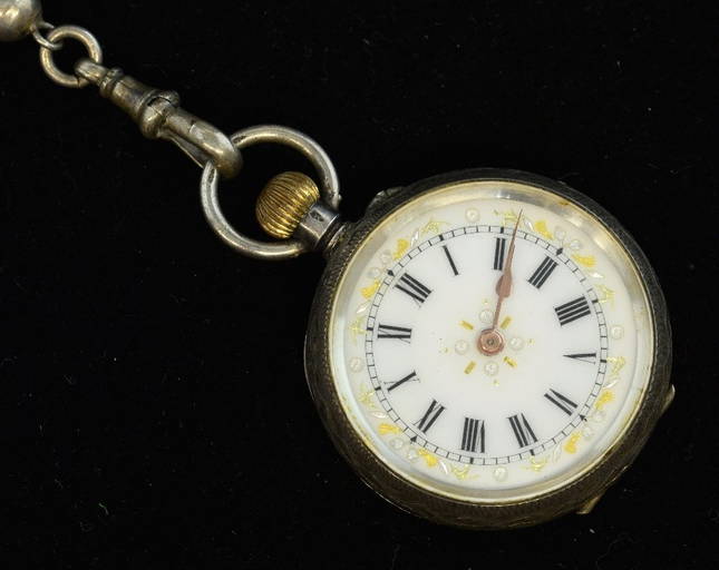Silver Fob Watch And Chain