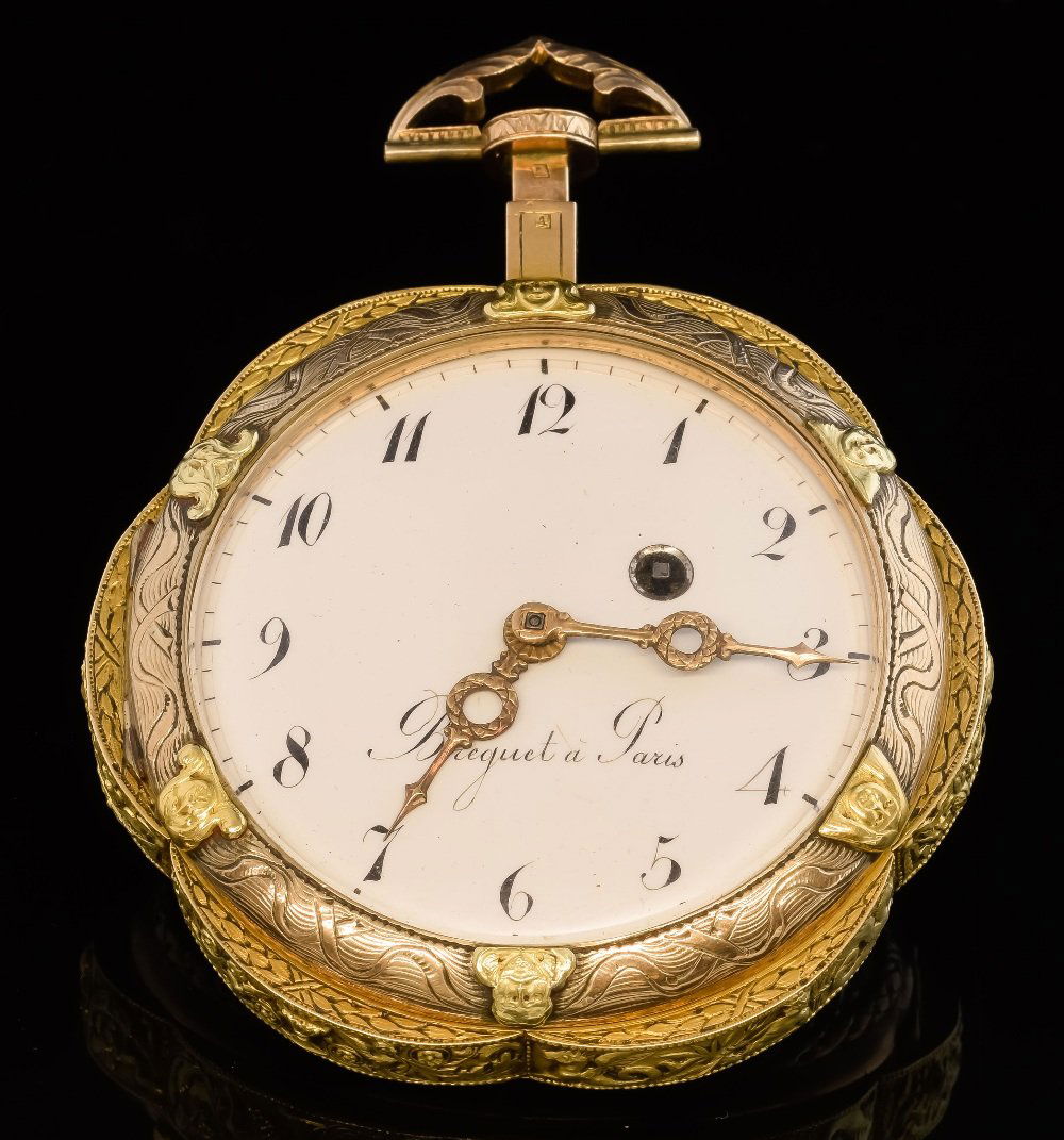 French gold repeating open faced  pocket watch, late (1 of 7)