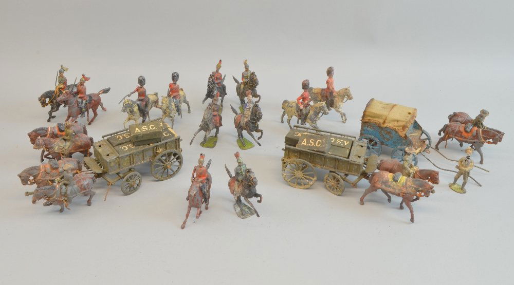 Pair of Britain's horse-drawn goods wagons each loaded (1 of 3)