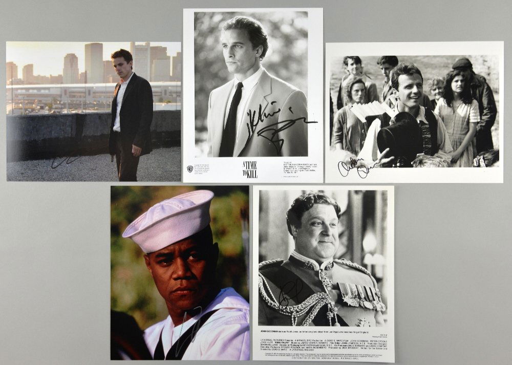 Hollywood Actor Autographs: 5 signed publicity: Hollywood Actor Autographs: 5 signed publicity photographs, signatures including; Matthew McConaughey, Casey Affleck, John Goodman, Cuba Gooding Jr. and Aiden Quinn, all 10 x 8 inches (5).Provenance: