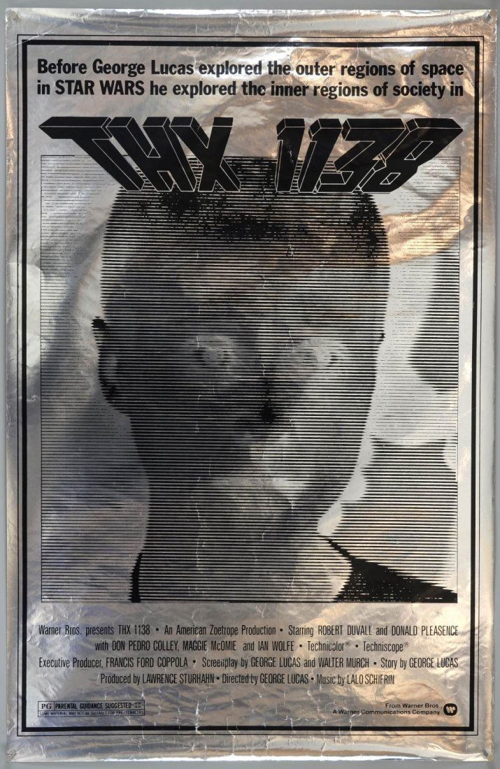 THX 1138 (1970) One Sheet Mylar film poster, Science: THX 1138 (1970) One Sheet Mylar film poster, Science Fiction starring Robert Duvall, Warner Brothers, rolled, 26 x 40 inches