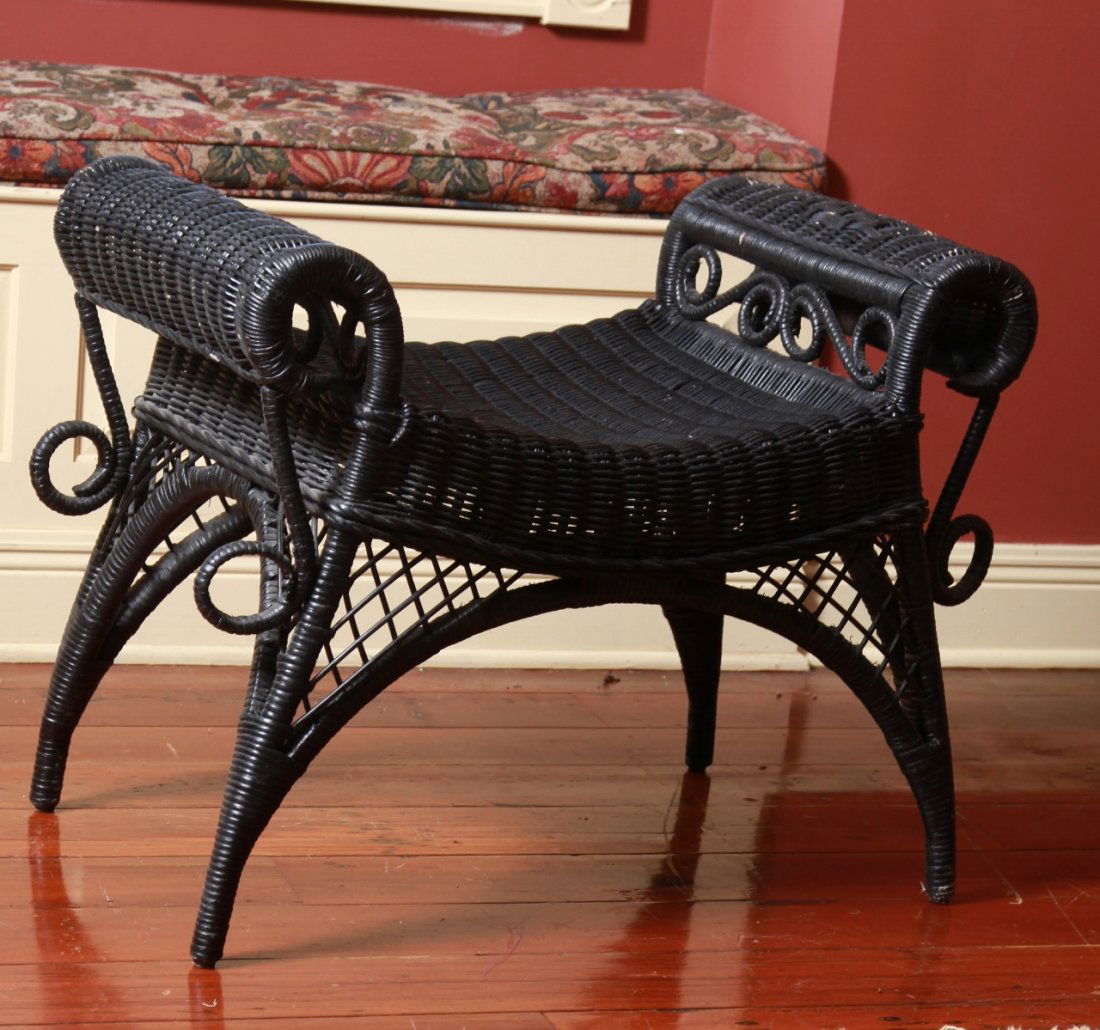 Black Wicker Bustle Bench Seat (1 of 1)