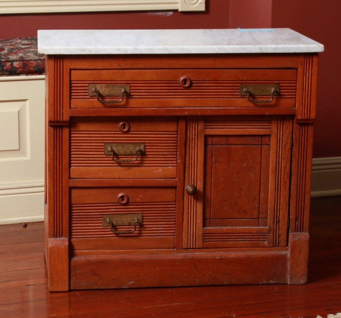 Marble Top Antique Oak Wash Stand (1 of 1)