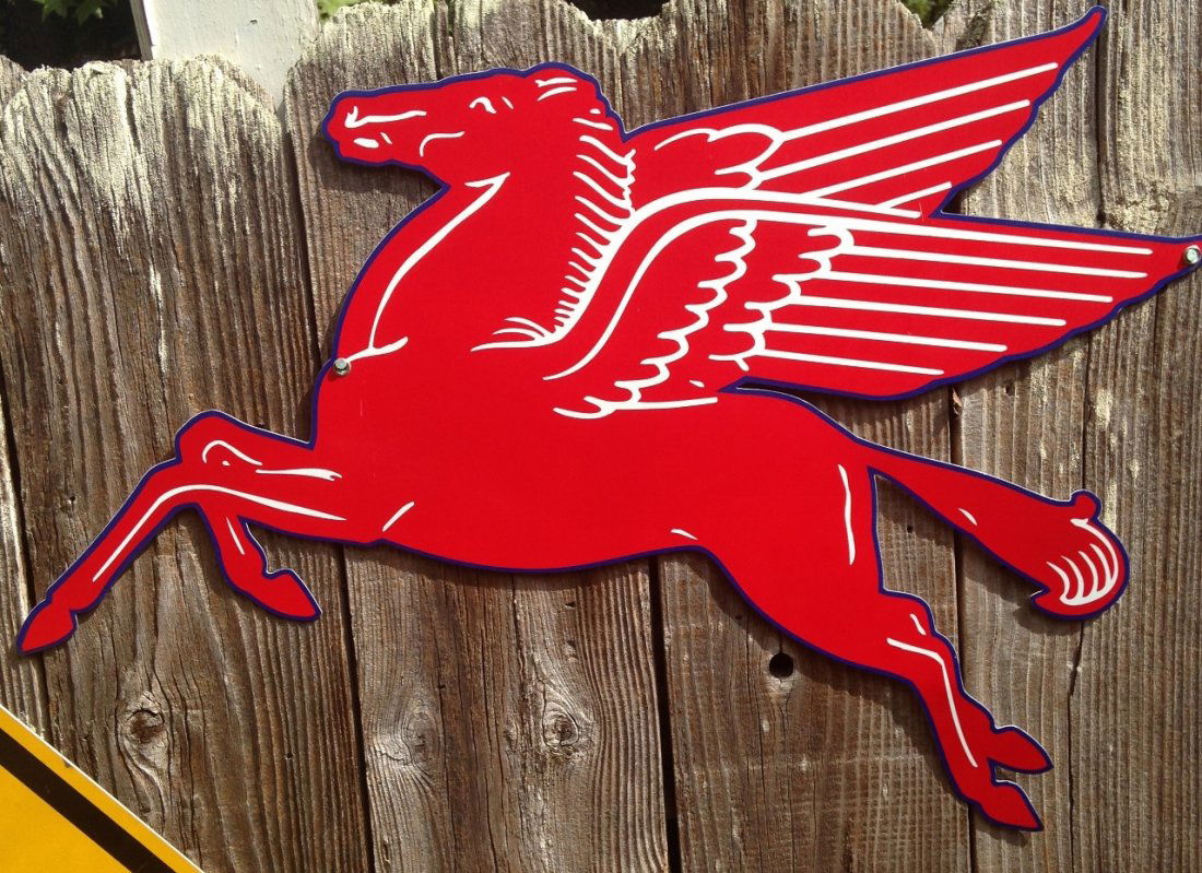 Mobil Oil Flying Pegasus Horse Advertising Sign (1 of 2)