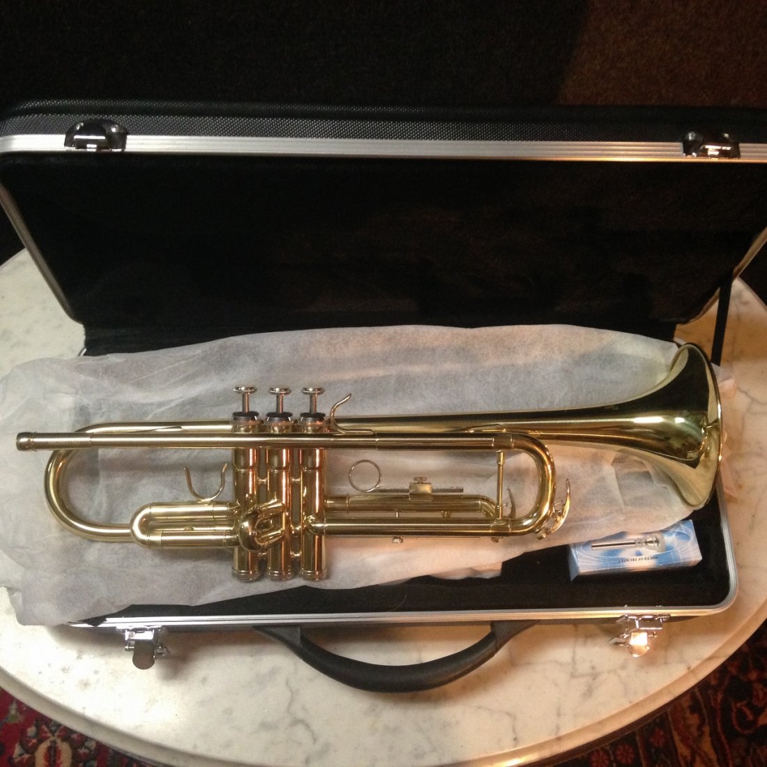 New J.R. Behm Trumpet: In case with gloves and mouthpiece, still in original packaging.MSRP:$650