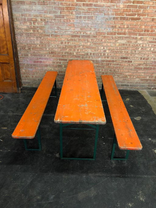 German Beer Garden Folding Table W 2 Benches