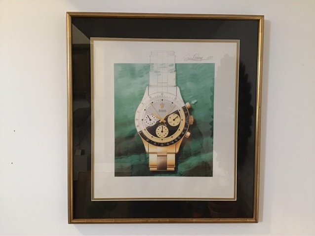 Signed Rolex Lithograph in Frame: 23 by 21.25