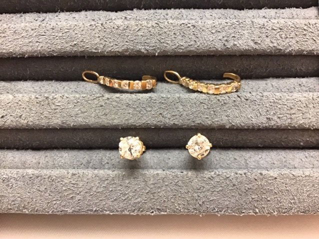 1.5 cttw Diamond Solitaire Earrings 14k Gold + jackets (1 of 3)