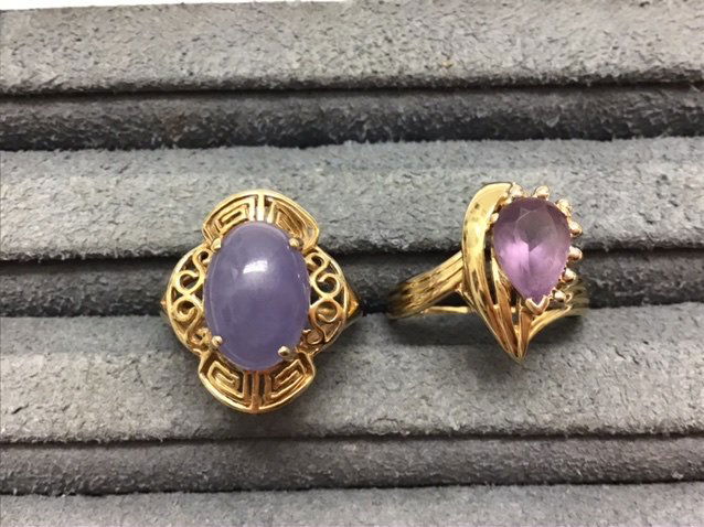 Collection 2 14K GOLD RINGS 1 w Purple Jade (1 of 1)