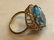 18k Gold Blue Topaz and Diamond Ring - 2