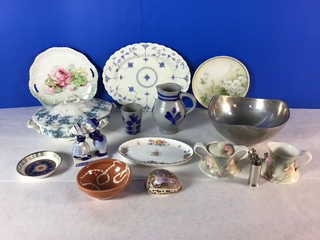 Porcelain Articles and Nambe Pottery: Collection of 15 pieces of Porcelain and Nambe Pottery